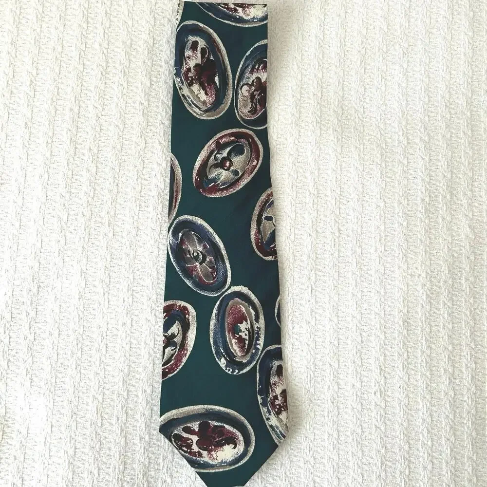 Vintage Halston Italian Silk Tie Teal Paisley